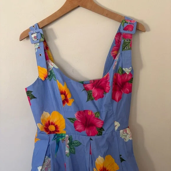 NWT $168 Anthropologie Maeve Scoop-Neck Printed Cotton Mini Dress M - Picture 4 of 10